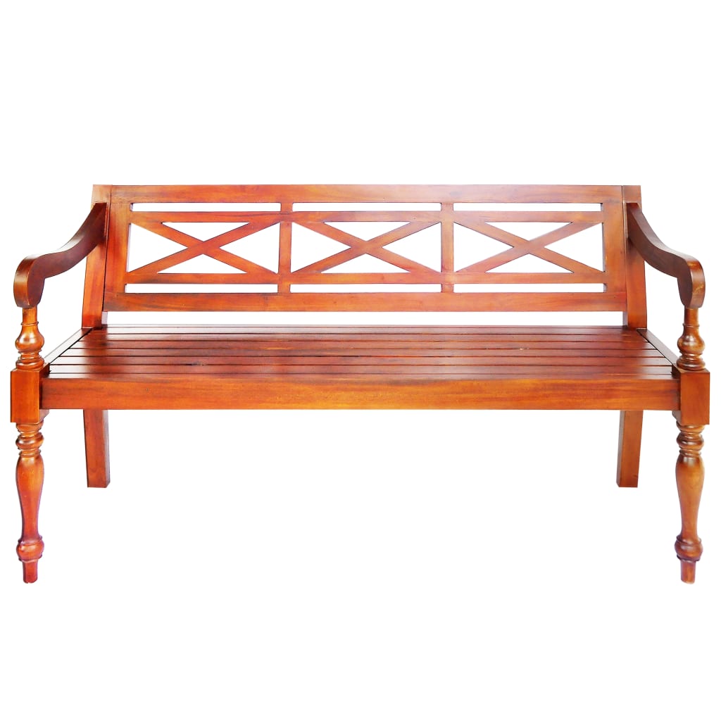 vidaXL Batavia Bench 48.4" Solid Mahogany Wood Dark Brown