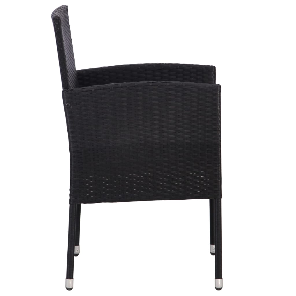 vidaXL Patio Chairs with Cream White Cushions 2 pcs Black Poly Rattan