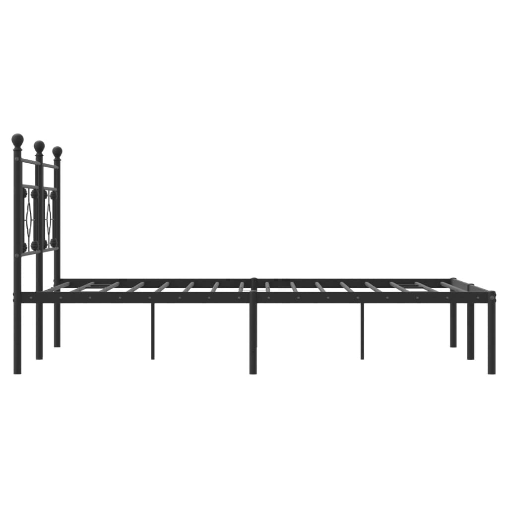 vidaXL Metal Bed Frame without Mattress with Headboard Black 59.1"x78.7"