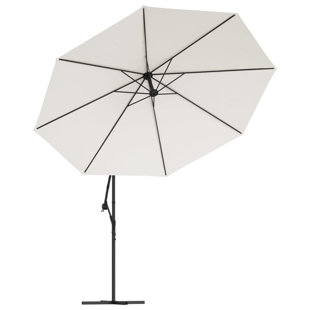 vidaXL Cantilever Umbrella with LED Lights and Metal Pole 137.8" Sand