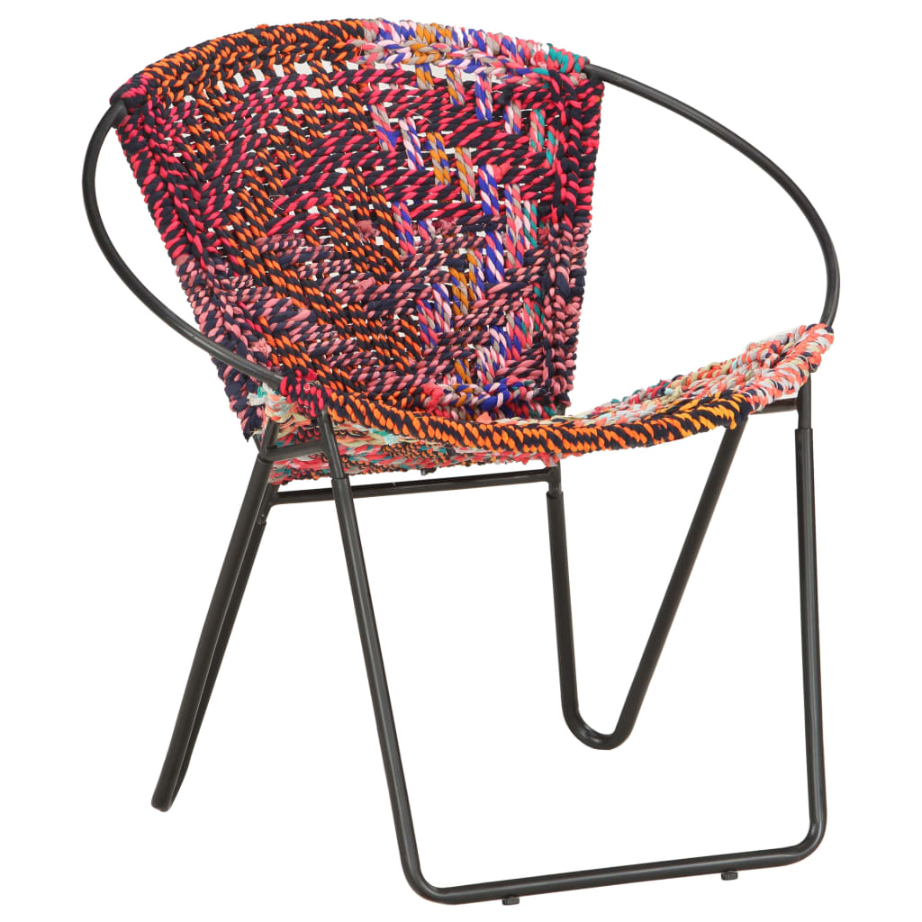 vidaXL Circle Chair Multicolors Chindi Fabric