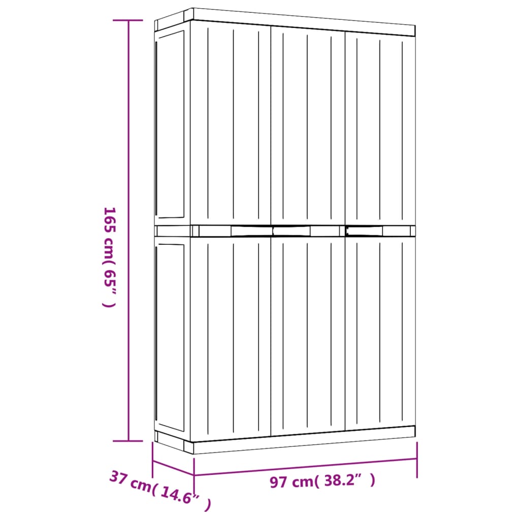 vidaXL Outdoor Storage Cabinet Gray and Black 38.2"x14.6"x65" PP