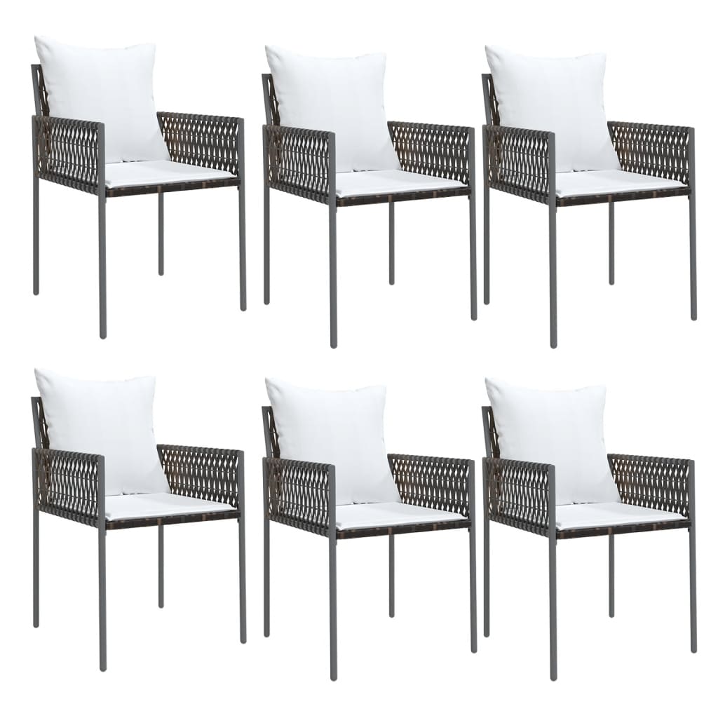 vidaXL 7 Piece Patio Dining Set with Cushions Poly Rattan and Steel