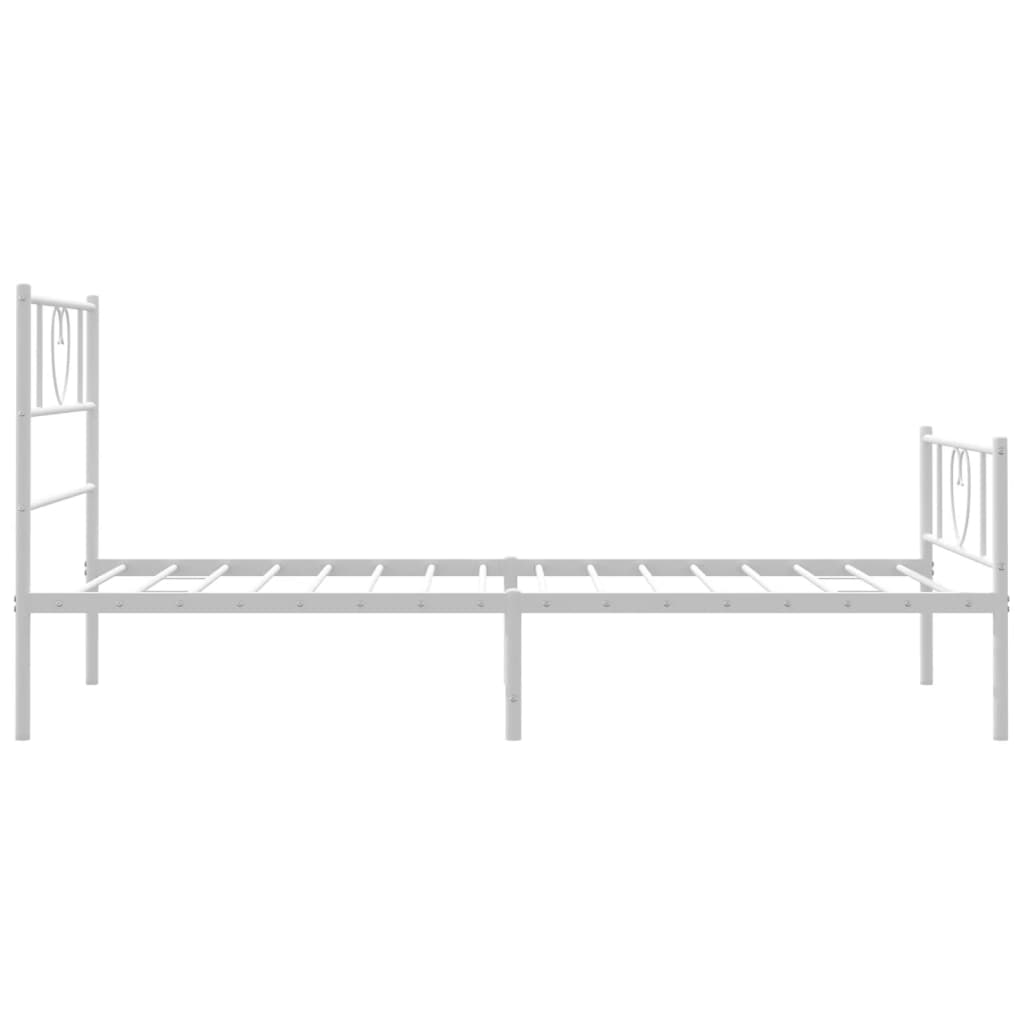 vidaXL Metal Bed Frame without Mattress with Footboard White 39.4"x74.8"