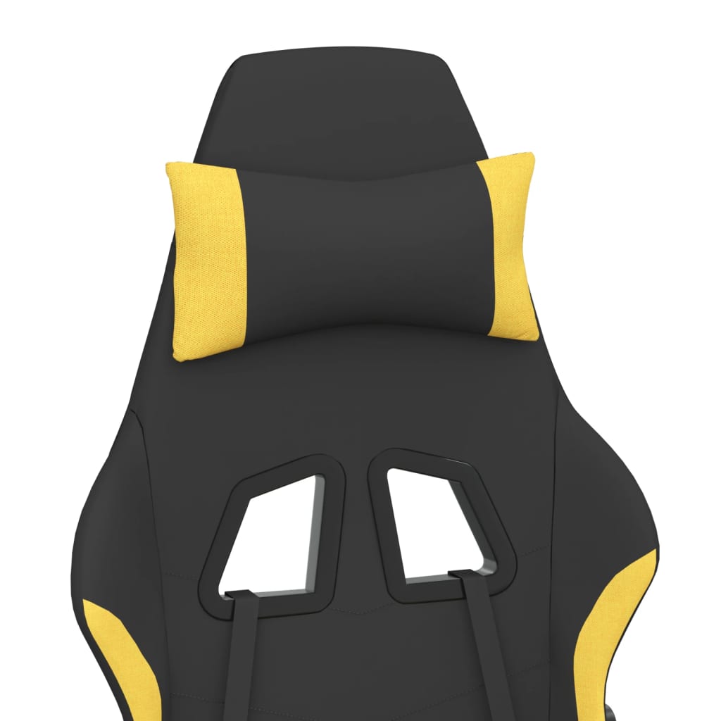 vidaXL Gaming Chair with Footrest Black and Yellow Fabric