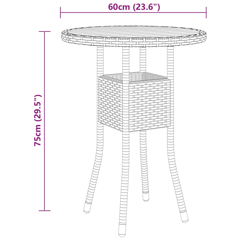 vidaXL 3 Piece Patio Dining Set Poly Rattan Black