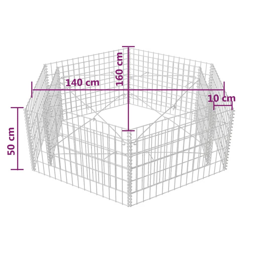 vidaXL Hexagonal Gabion Raised Bed 63"x55.1"x19.7"