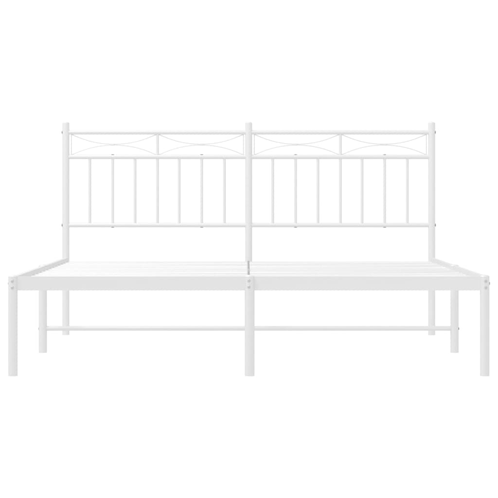 vidaXL Metal Bed Frame without Mattress with Headboard White 59.1"x78.7"