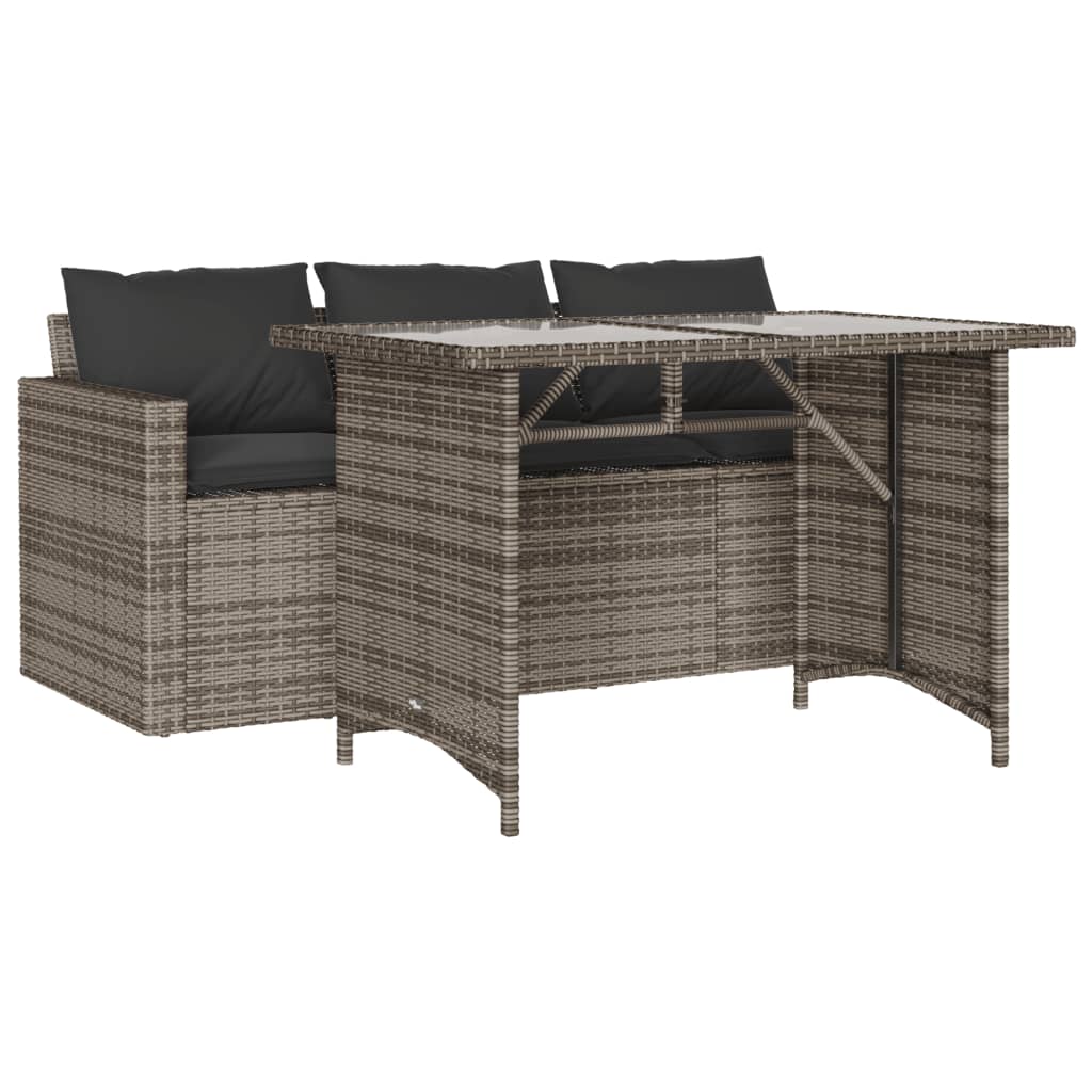 vidaXL 2 Piece Patio Dining Set with Cushions Gray Poly Rattan