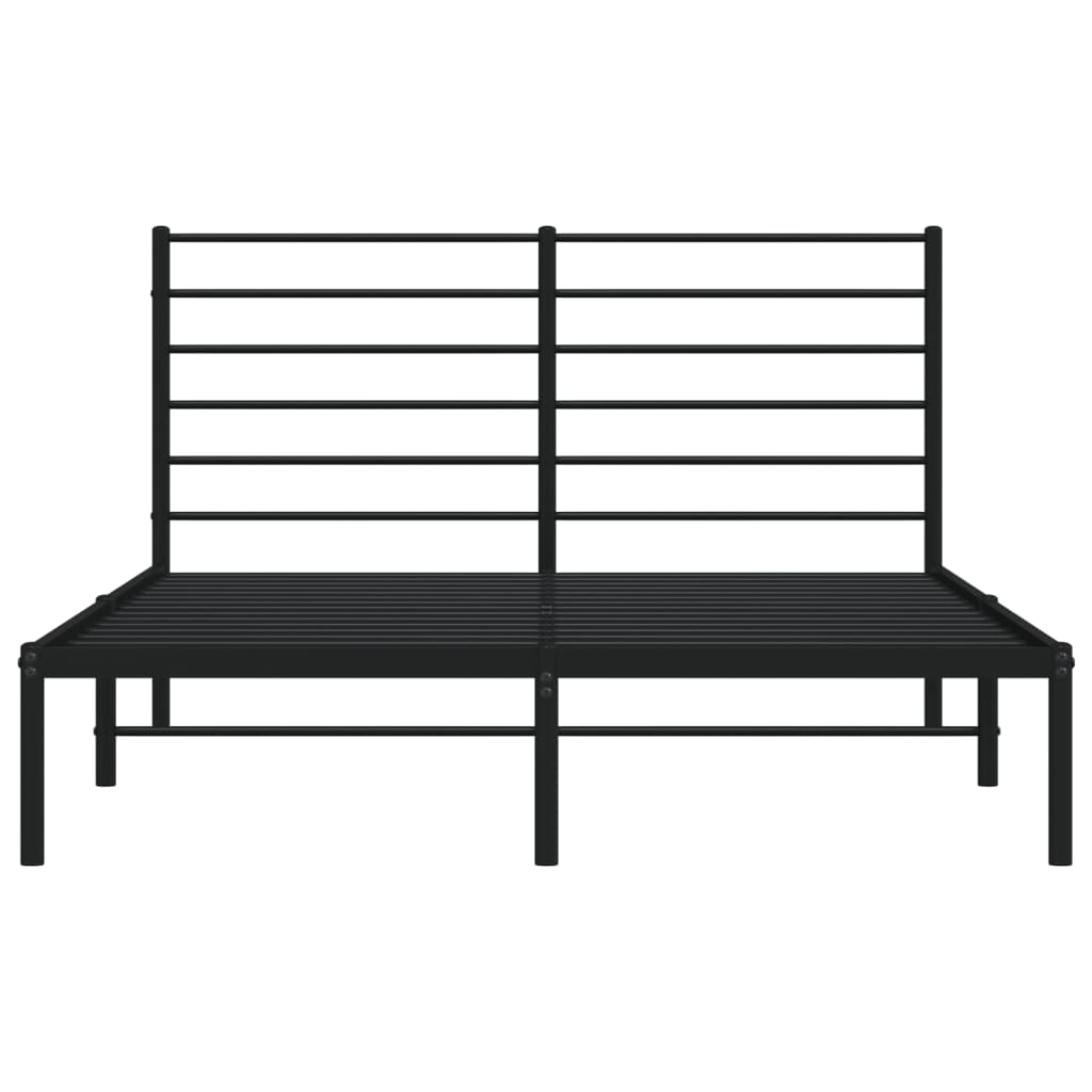 vidaXL Metal Bed Frame without Mattress with Headboard Black 53.1"x74.8"