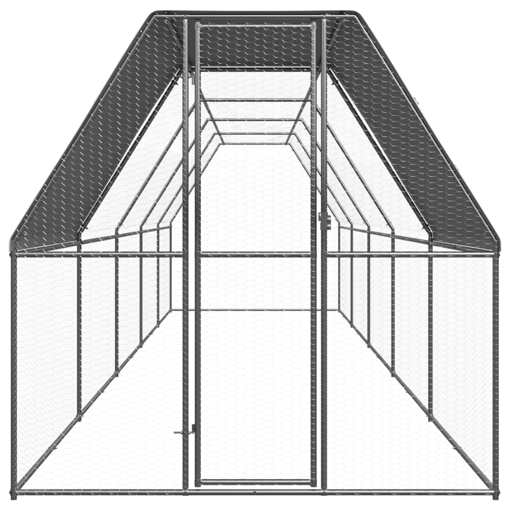 vidaXL Outdoor Chicken Cage 6.6'x32.8'x6.6' Galvanized Steel