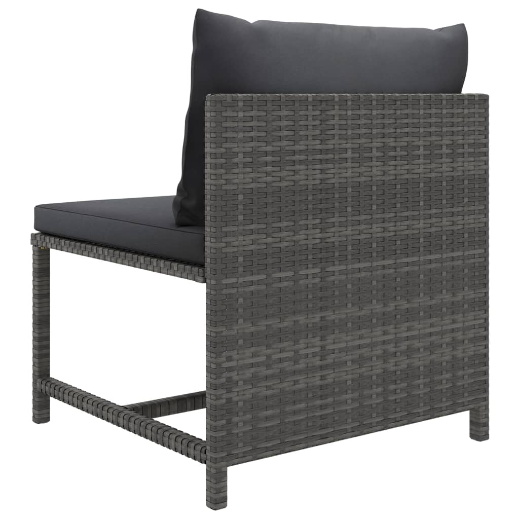 vidaXL 6 Piece Patio Lounge Set with Cushions Poly Rattan Gray