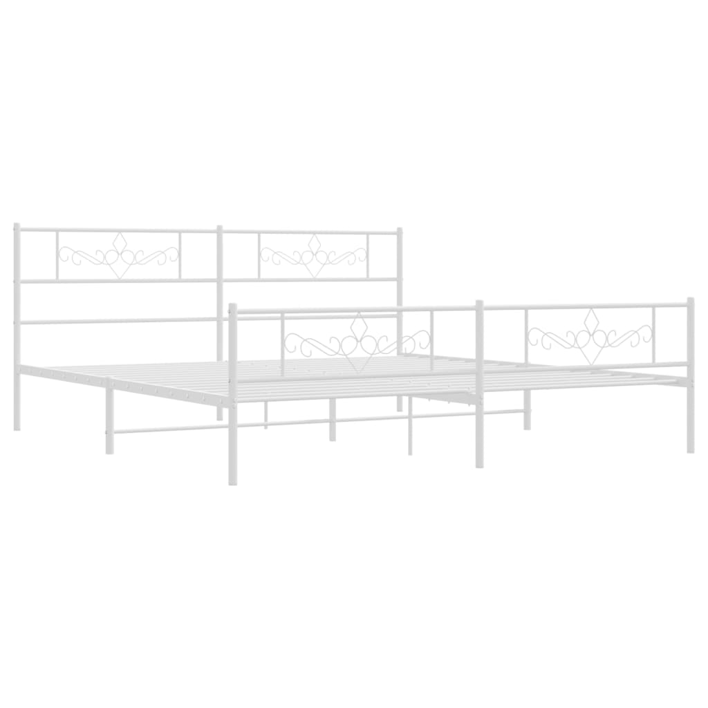 vidaXL Metal Bed Frame without Mattress with Footboard White 72"x83.9"