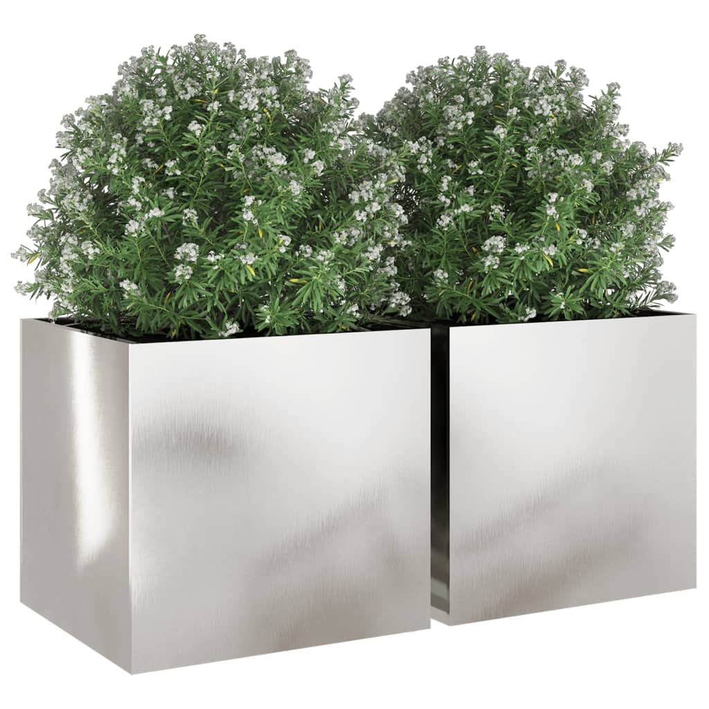 vidaXL Planters 2 pcs Silver 19.3"x18.5"x18.1" Stainless Steel