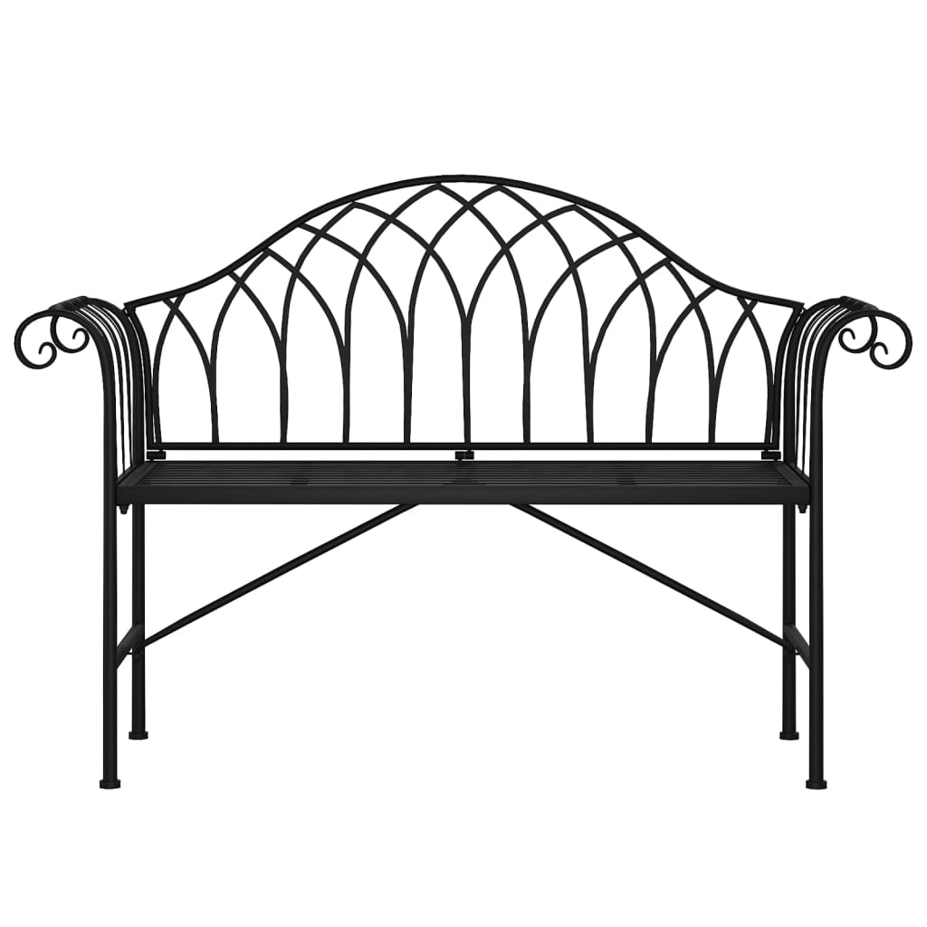 vidaXL 2-Seater Patio Bench 50.4" Black Steel