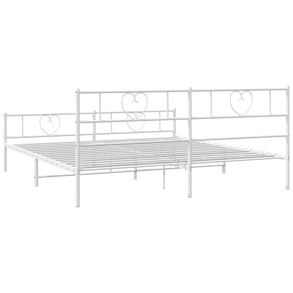 vidaXL Metal Bed Frame without Mattress with Footboard White 76"x79.9"