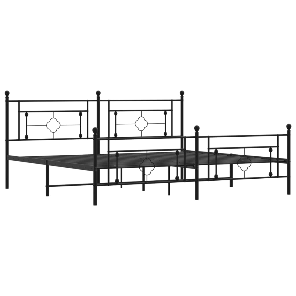 vidaXL Metal Bed Frame without Mattress with Footboard Black 76"x79.9"