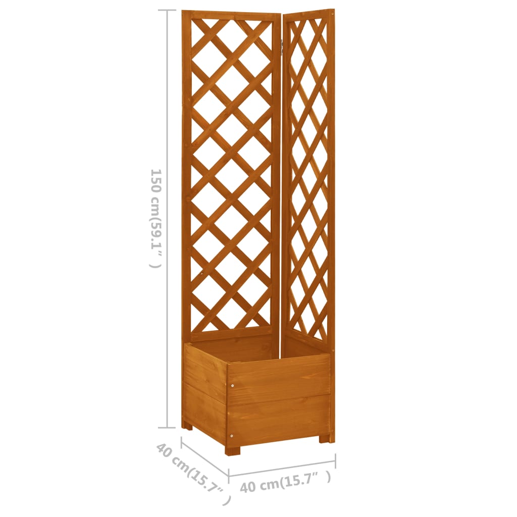 vidaXL Corner Trellis Planter Orange 15.7"x15.7"x59.1" Solid Firwood