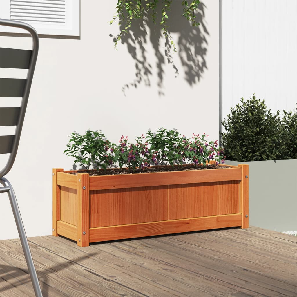 vidaXL Garden Planter Wax Brown 35.4"x12.2"x12.2" Solid Wood Pine