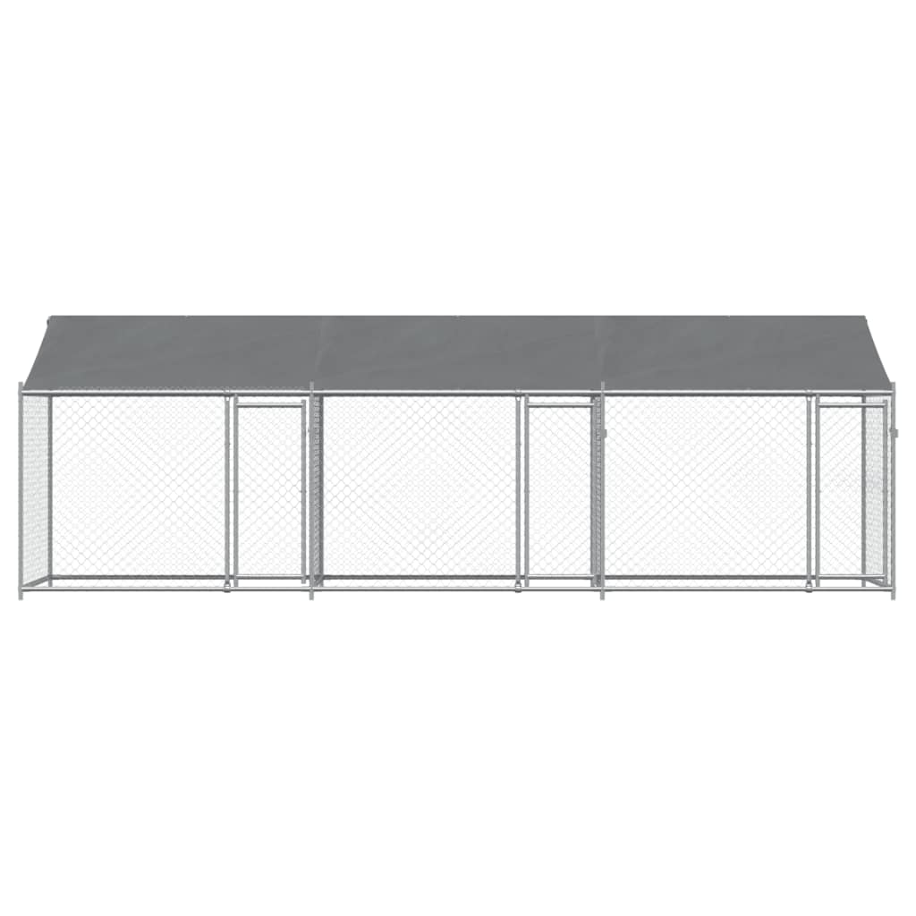 vidaXL Dog Cage with Roof and Doors Gray 19.7'x6.6'x6.6' Galvanized Steel