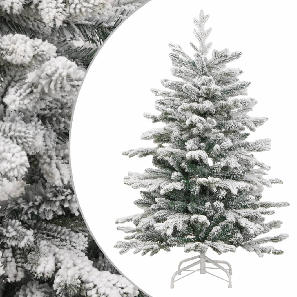 vidaXL Artificial Hinged Christmas Tree with Flocked Snow 59.1"