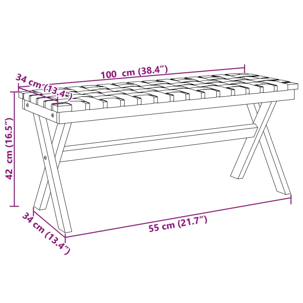 vidaXL Patio Bench Black Solid Wood Acacia and Fabric