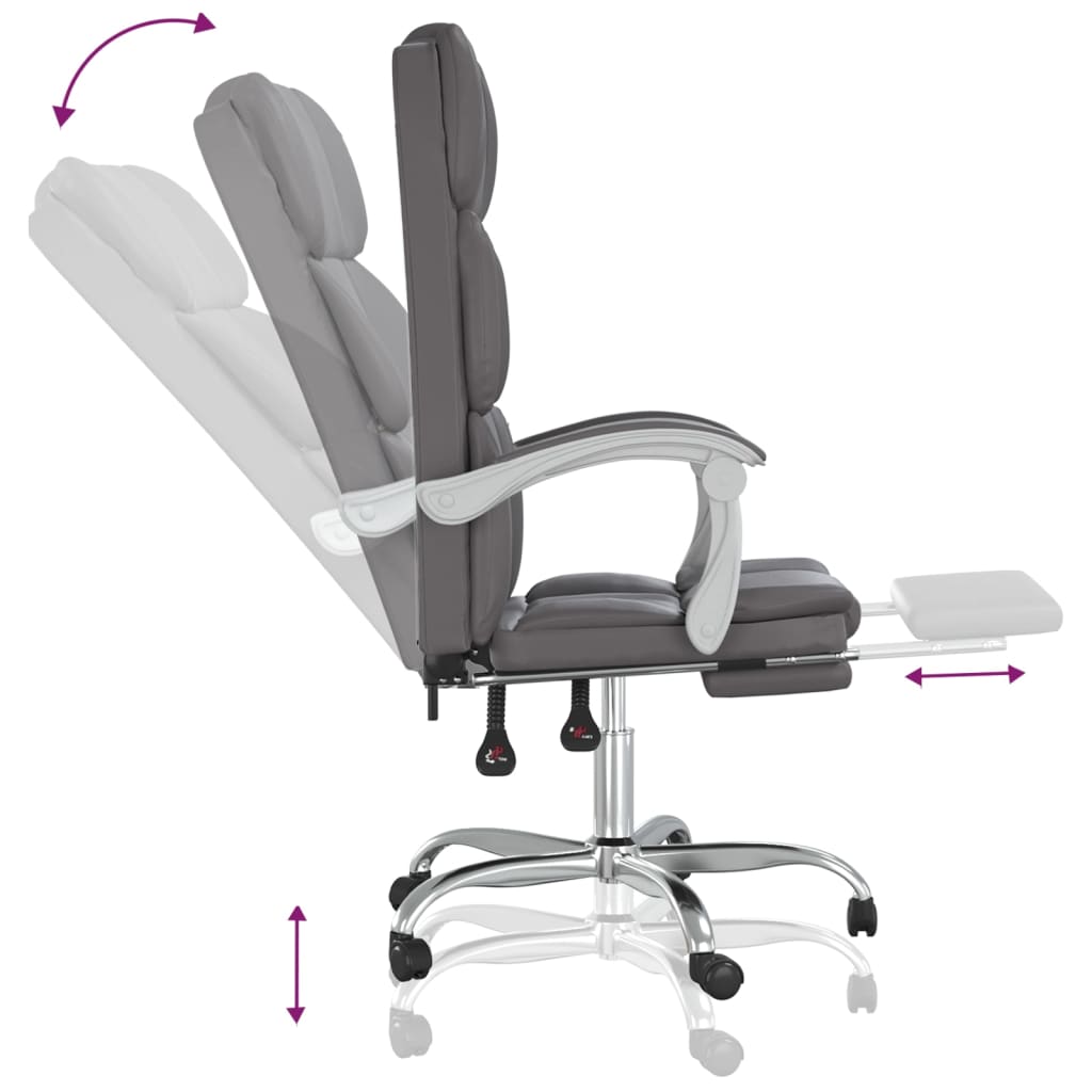 vidaXL Reclining Office Chair Gray Faux Leather