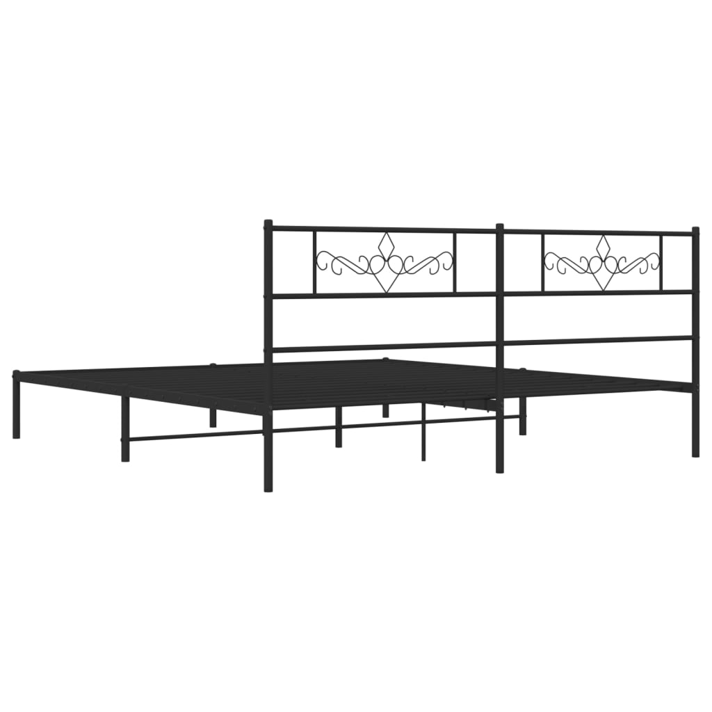 vidaXL Metal Bed Frame with Headboard Black 72"x83.9" California King