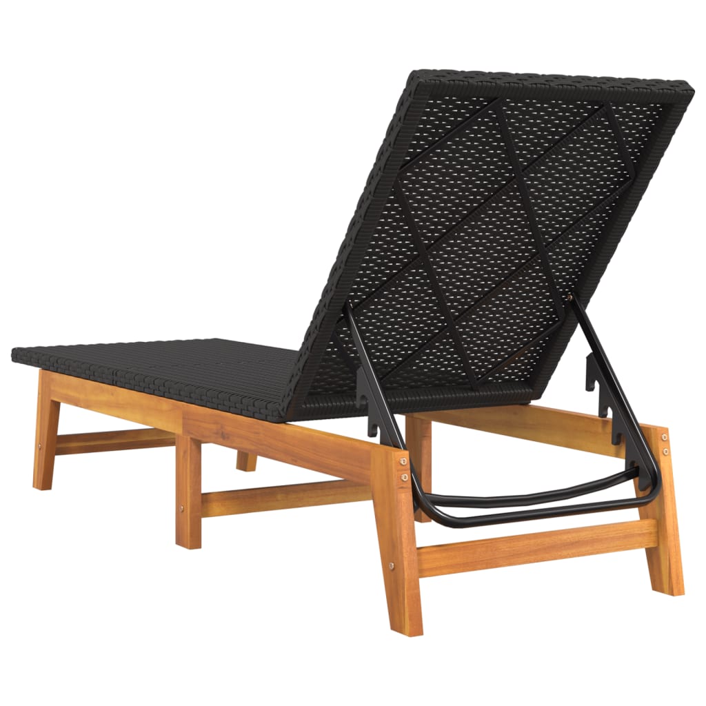 vidaXL Sun Lounger with Table Poly Rattan and Solid Wood Acacia