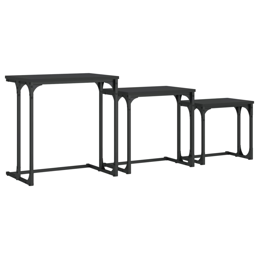 vidaXL Nesting Coffee Tables 3 pcs Black Engineered Wood