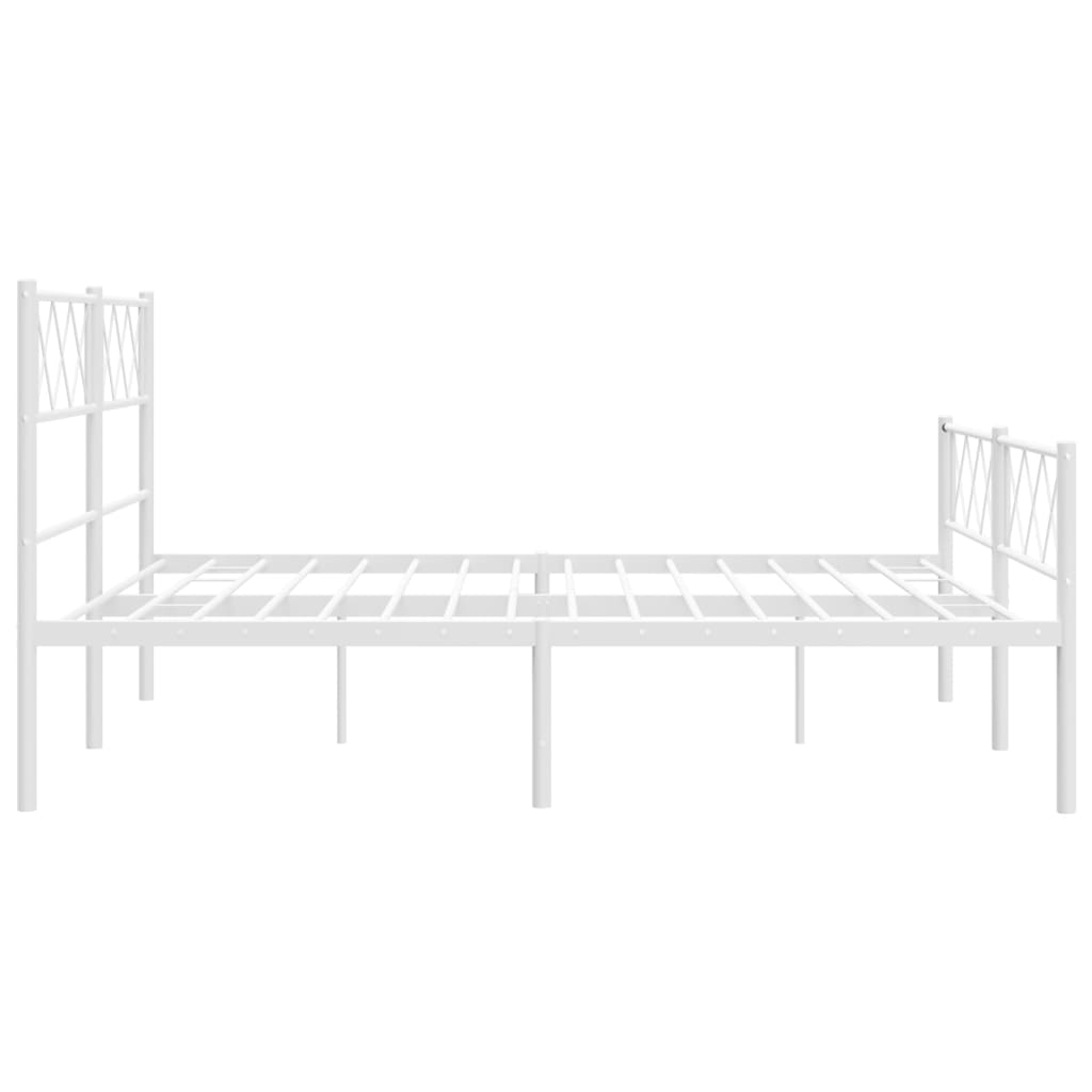 vidaXL Metal Bed Frame without Mattress with Footboard White 53.1"x74.8"