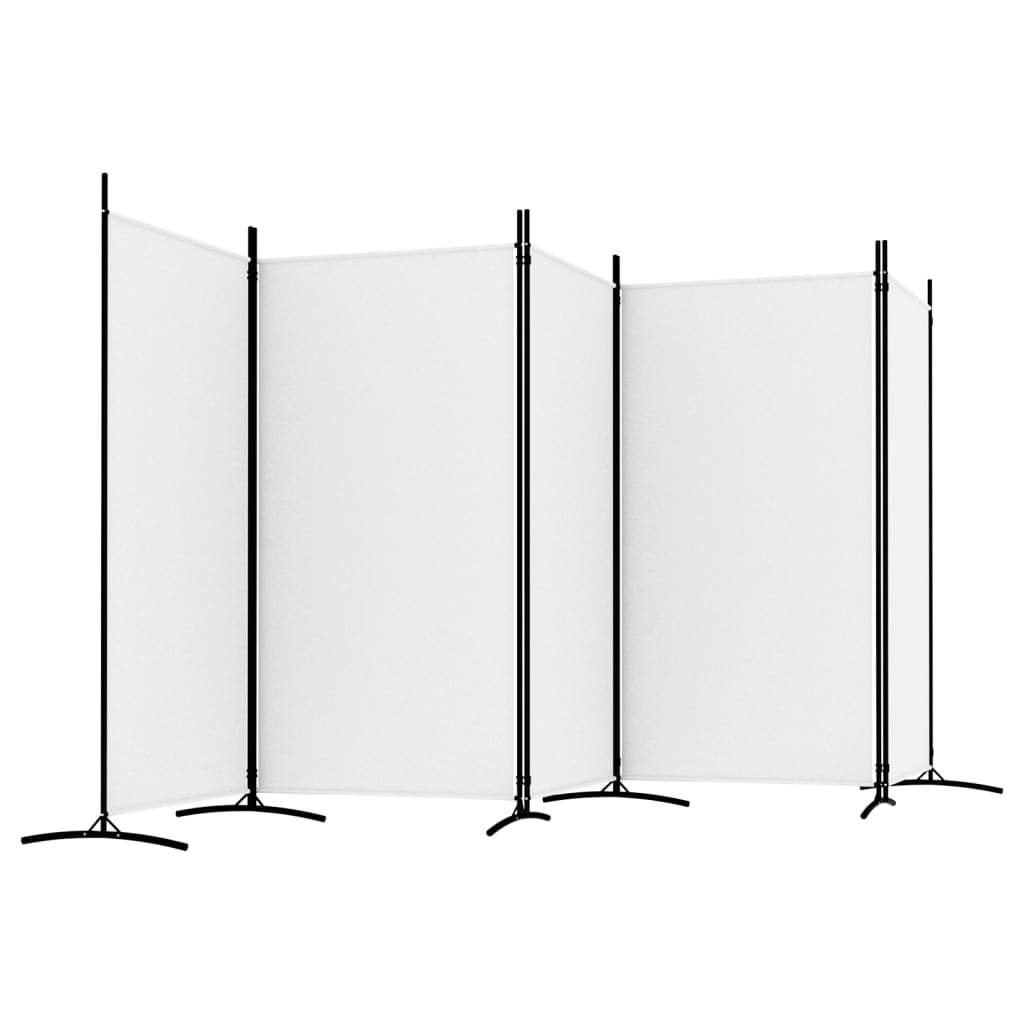 vidaXL 5-Panel Room Divider White 170.5"x70.9" Fabric