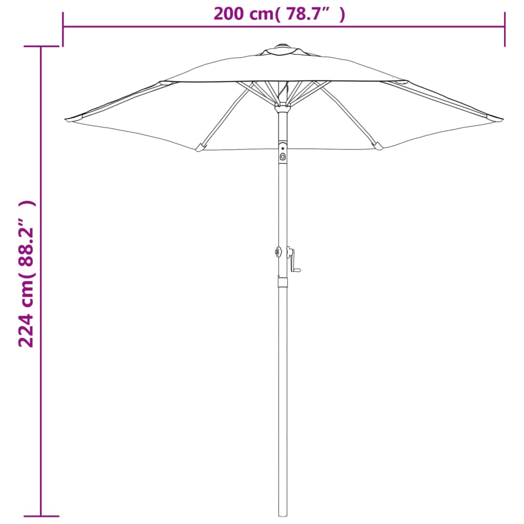 vidaXL Garden Parasol Burgundy 78.7"x83.1" Aluminum