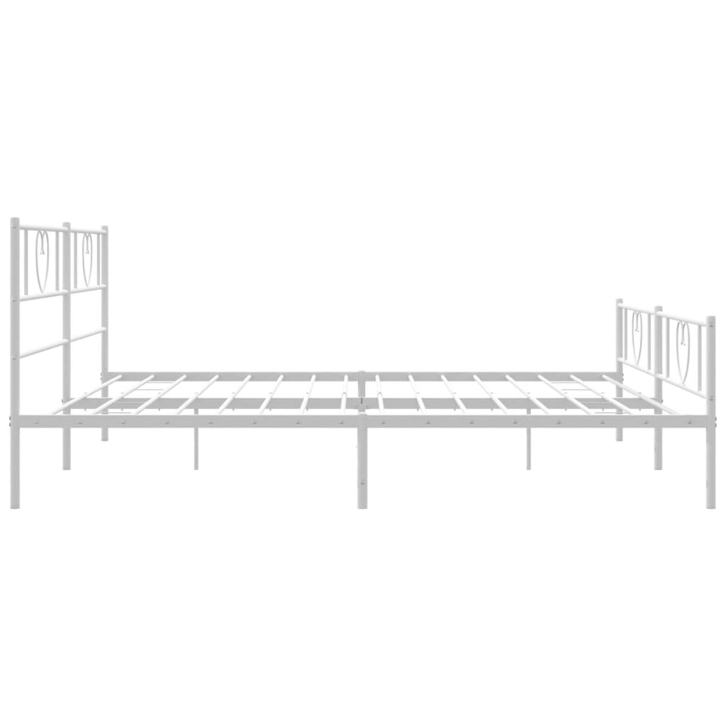 vidaXL Metal Bed Frame with Headboard&Footboard White 72"x83.9" California King