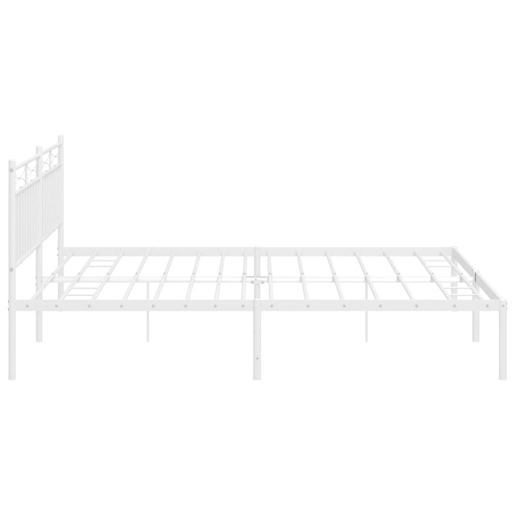 vidaXL Metal Bed Frame without Mattress with Headboard White 76"x79.9"