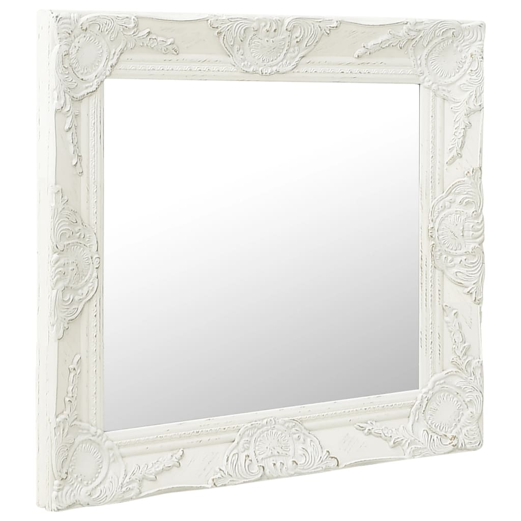 vidaXL Wall Mirror Baroque Style 23.6"x23.6" White