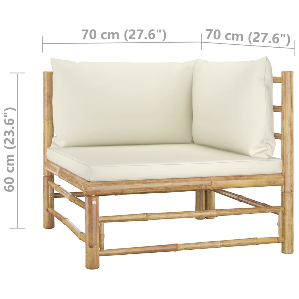 vidaXL 12 Piece Patio Lounge Set with Cream White Cushions Bamboo