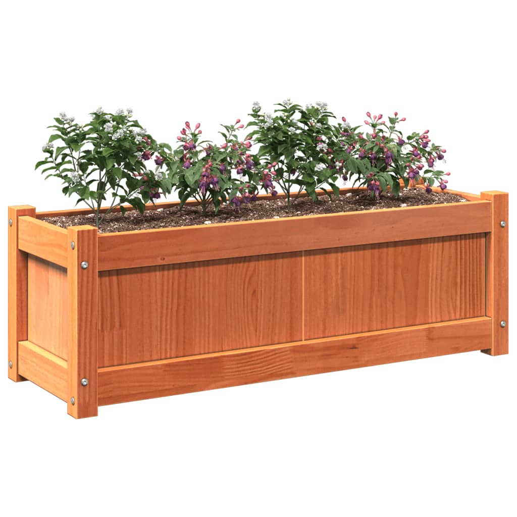 vidaXL Garden Planter Wax Brown 35.4"x12.2"x12.2" Solid Wood Pine