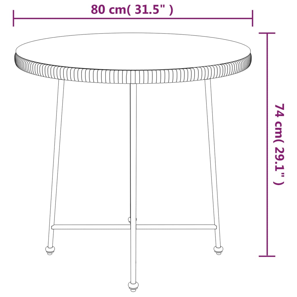 vidaXL Dining Table Ø31.5" Tempered Glass and Steel