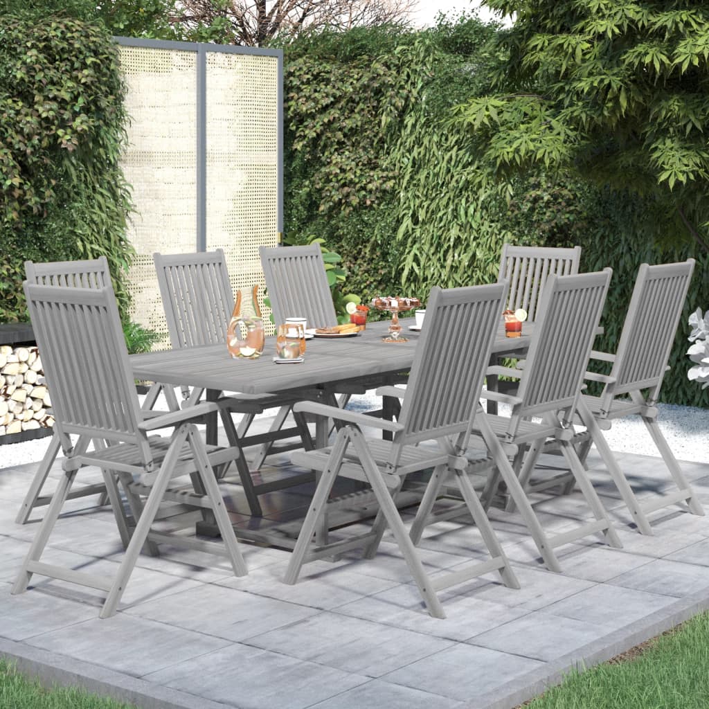 vidaXL 9 Piece Patio Dining Set Solid Wood Acacia