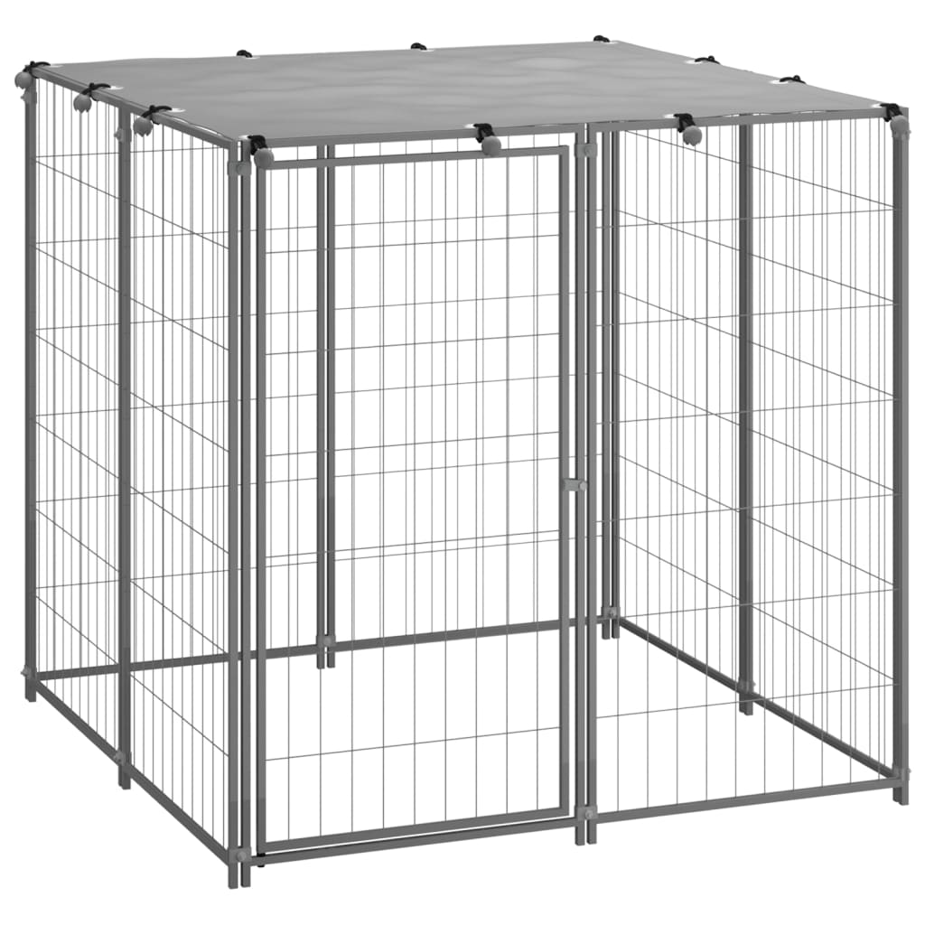 vidaXL Dog Kennel Silver 43.3"x43.3"x43.3" Steel