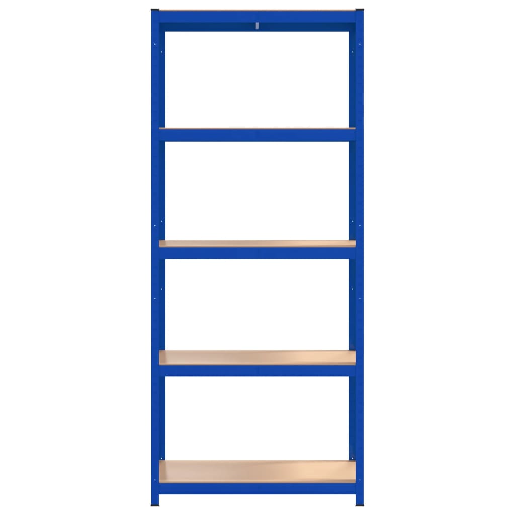 vidaXL 5-Layer Shelves 2 pcs Blue Steel&Engineered Wood