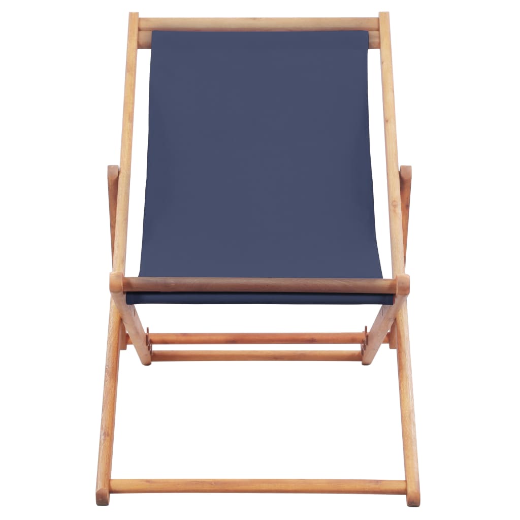 vidaXL Folding Beach Chair Fabric and Wooden Frame Blue