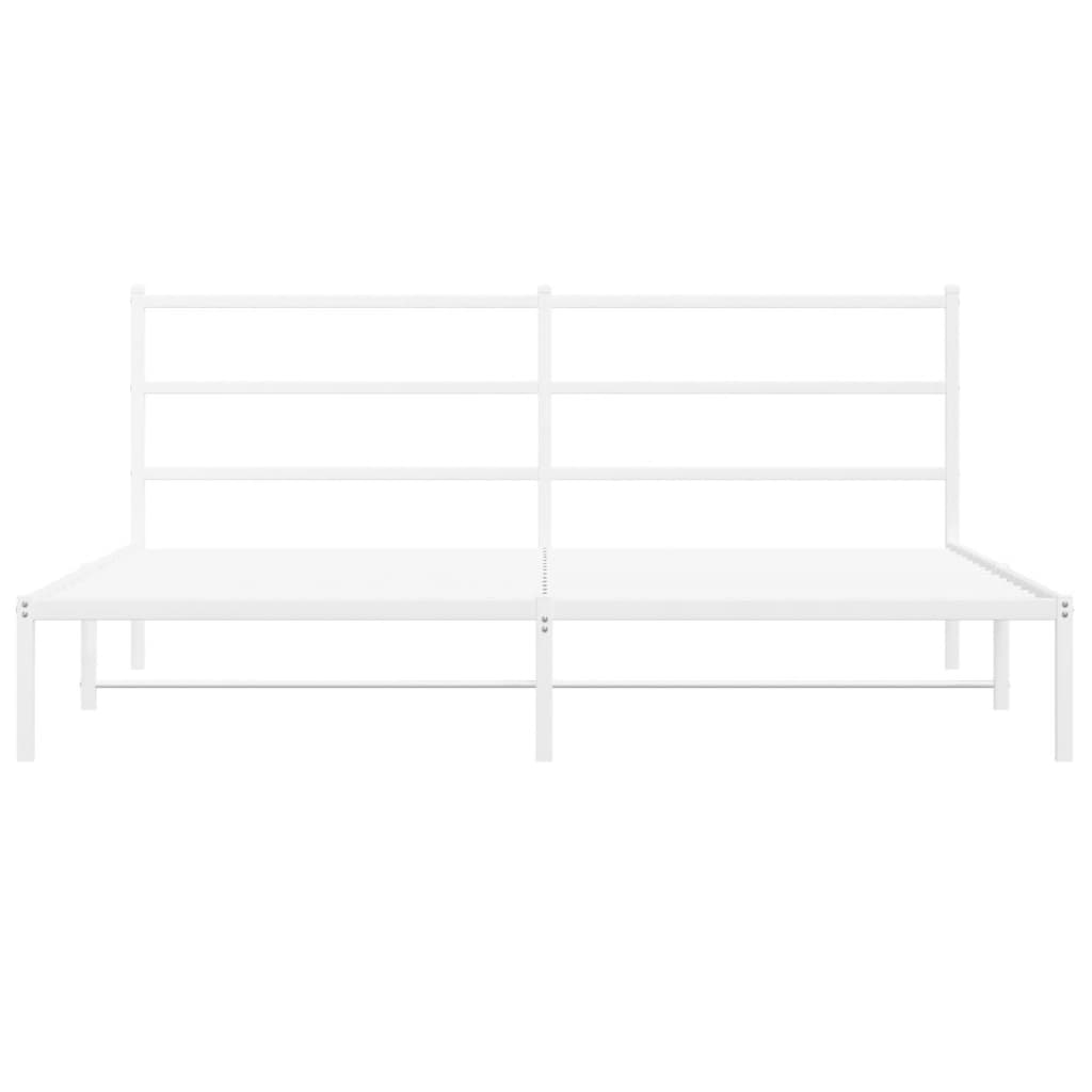 vidaXL Metal Bed Frame without Mattress with Headboard White 76"x79.9"