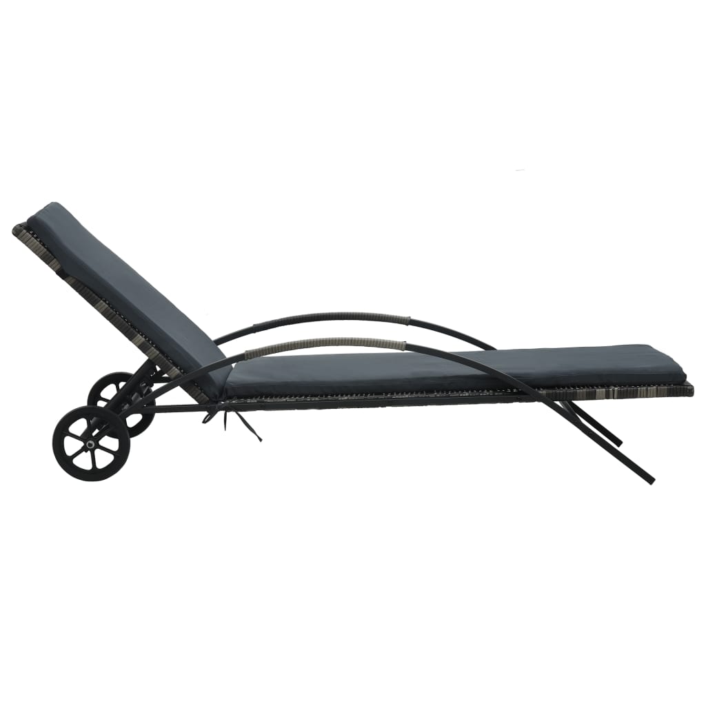 vidaXL Sun Loungers with Table Poly Rattan Anthracite