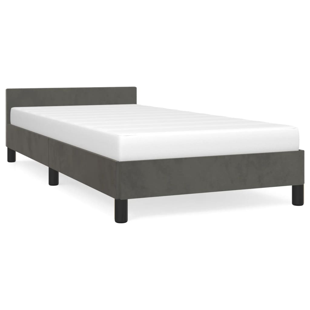 vidaXL Bed Frame with Headboard Dark Gray 39.4"x79.9" Twin XL Velvet