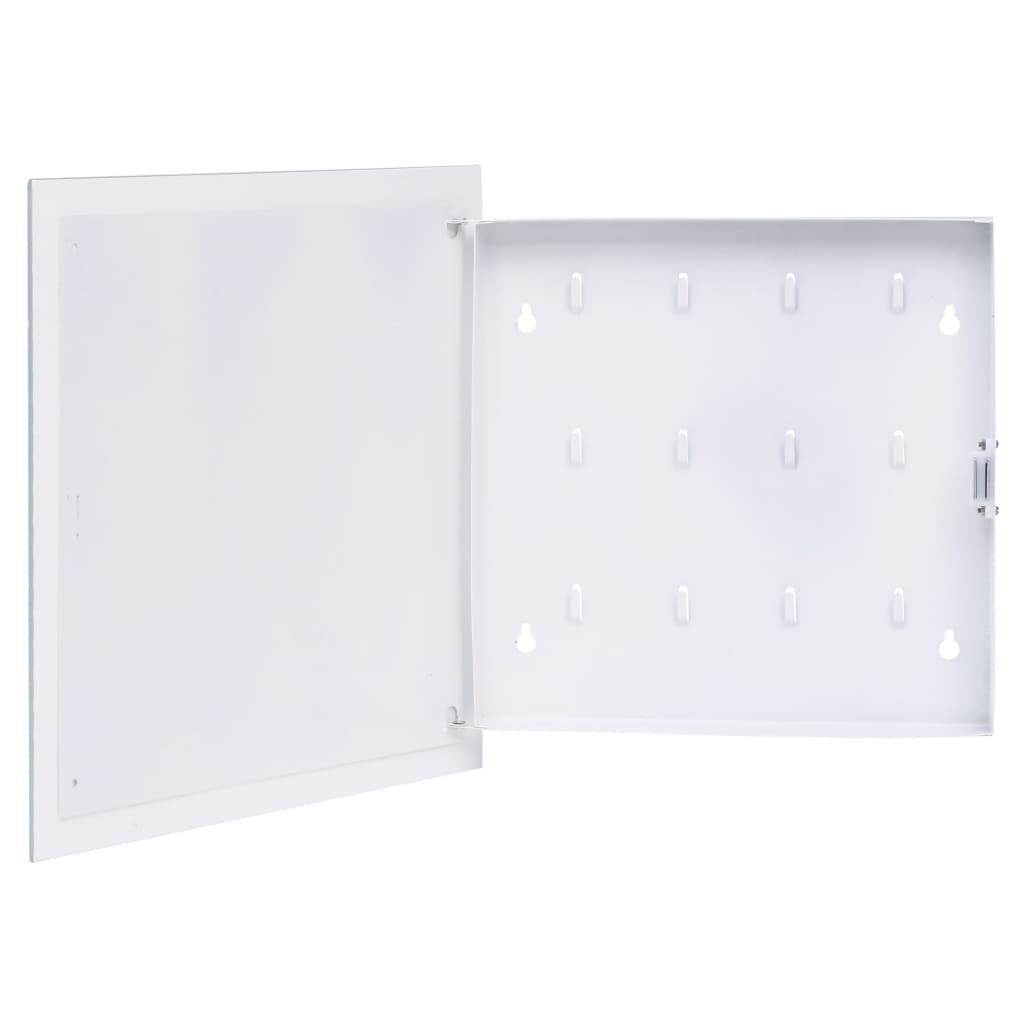 vidaXL Key Box with Magnetic Board White 13.8"x13.8"x2.2"