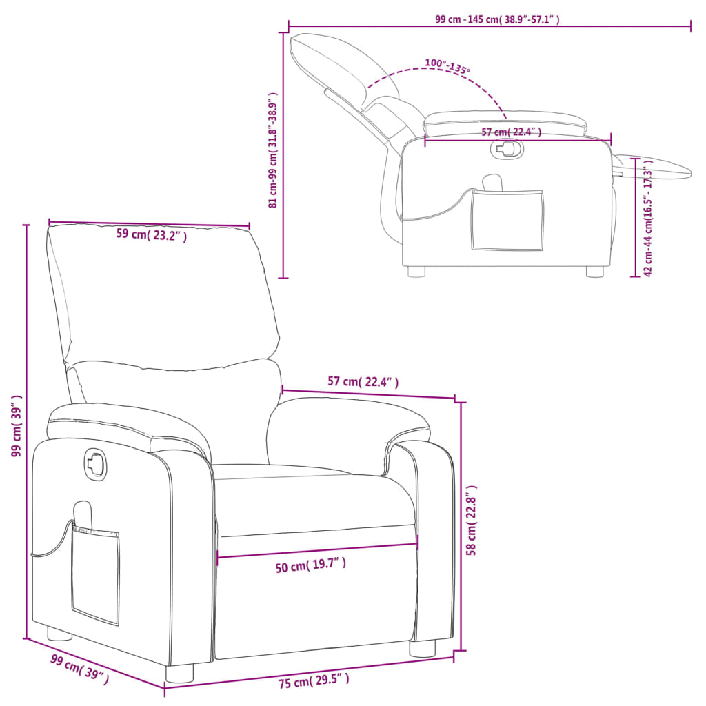 vidaXL Massage Recliner Chair Black Fabric