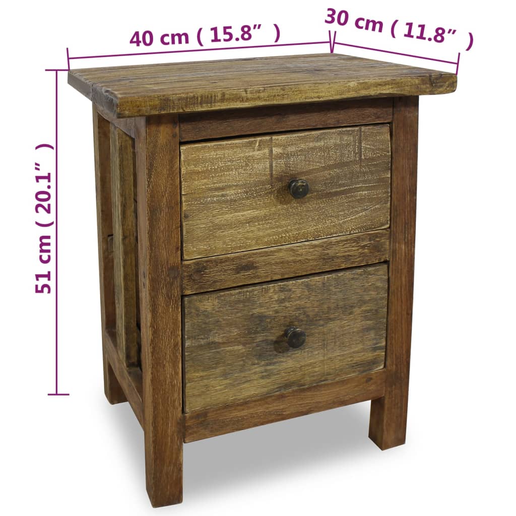 vidaXL Nightstand Solid Reclaimed Wood 15.7"x11.8"x20.1"