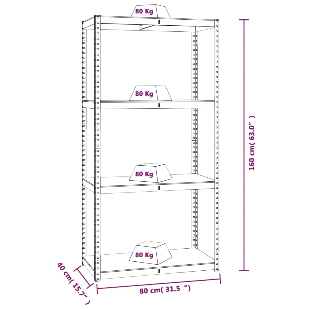 vidaXL 4-Layer Shelves 2 pcs Anthracite Steel&Engineered Wood